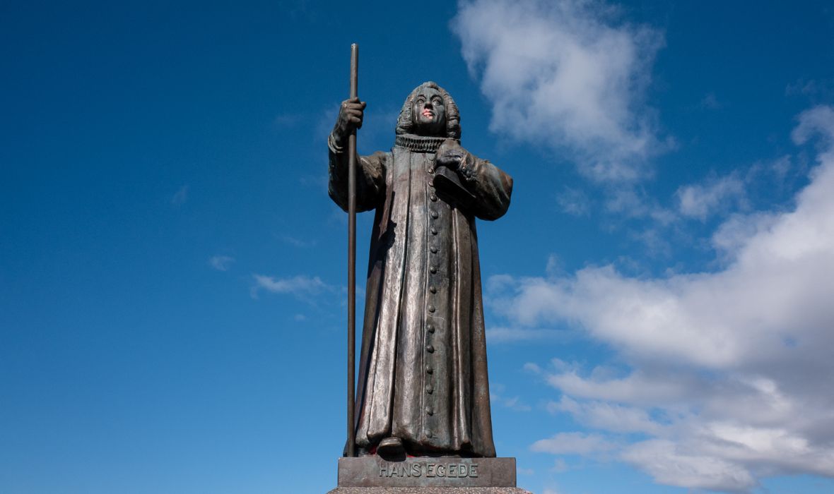Statue of Hans Egede founded in 1728 located in Old Nuuk