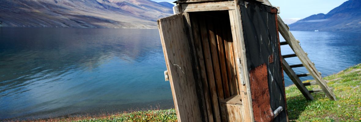 Possibly the best view from a loo in the world (Moskusokse Fjord)