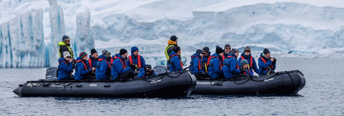 Exploring by Zodiac in Paradise Bay, Antarctica