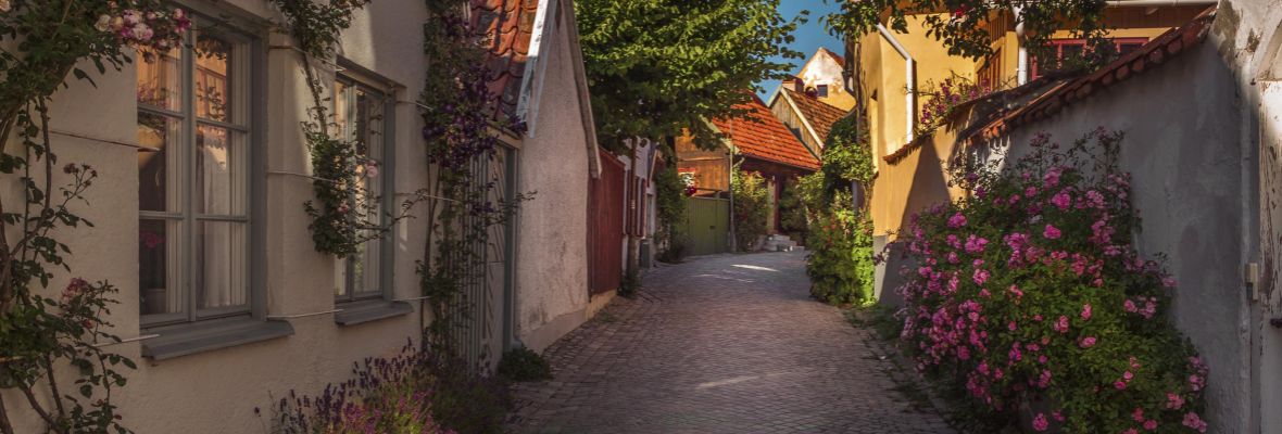 Cozy streets in Visby, Sweden Cozy streets in Visby, Sweden