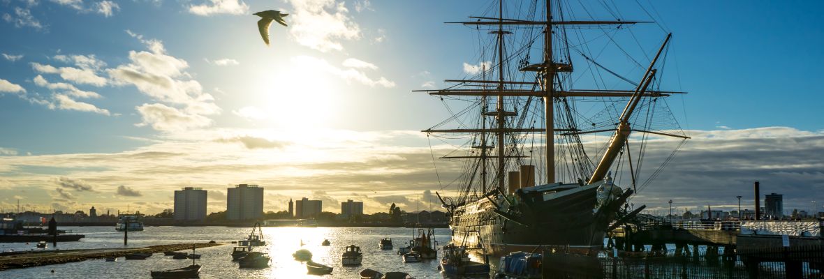 The historic Royal Navy docks of Portsmouth 