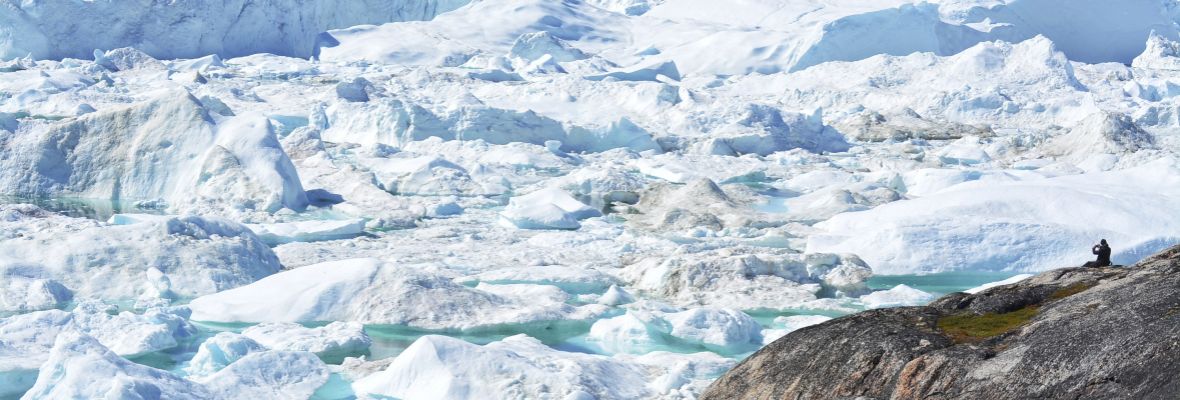 Masses of ice, slowly moving and churning
