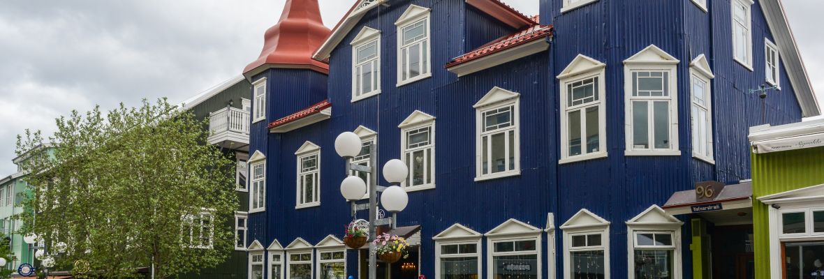 Traditional buildings in Akureyri, North Iceland Traditional buildings in Akureyri, North Iceland