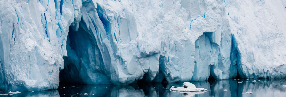 Ice caves in the glaciers of Neko Harbour, Antarctica