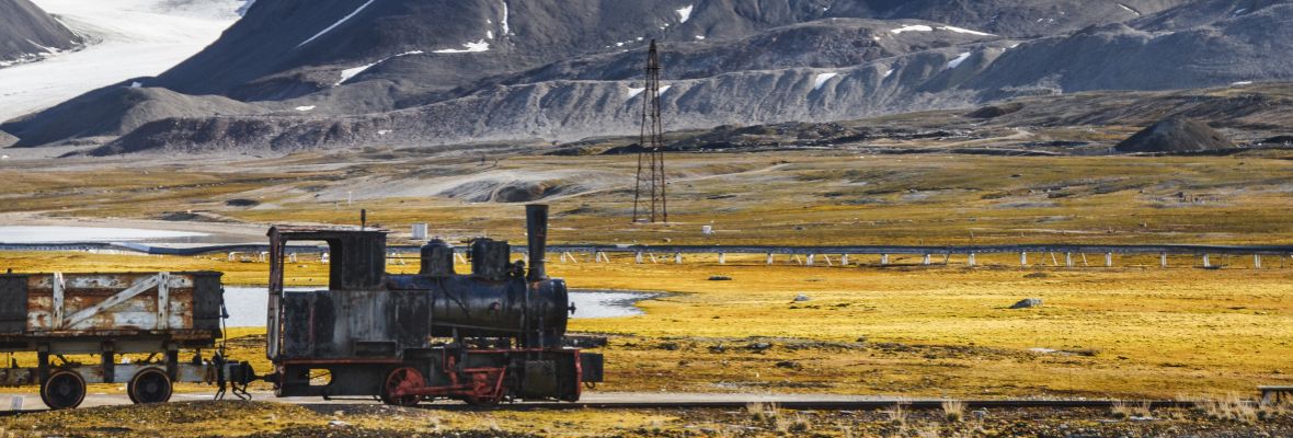 Old mining train at Ny-Ålesund, Svalbard