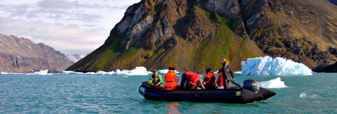 Zodiac off Svalbard, Norway