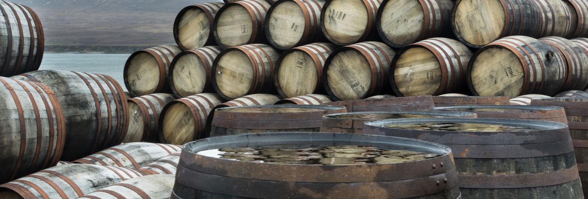 Whisky barrels at Bunnahabhain distillery