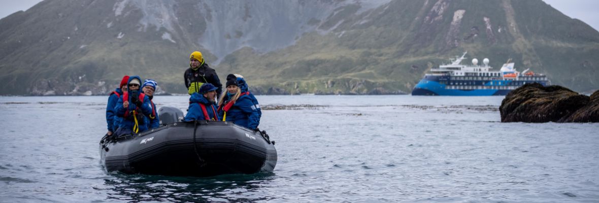 Exploring by Zodiac at Cooper Bay, South Georgia