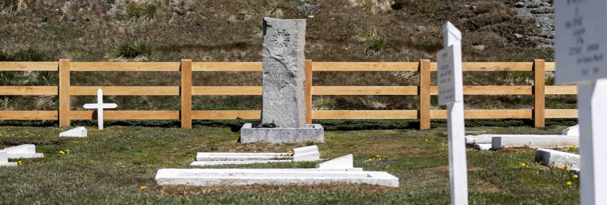 Sir Ernest Shackleton's final resting place at Grytviken Sir Ernest Shackleton's final resting place at Grytviken