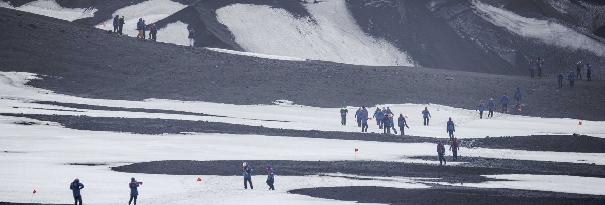 Trekking at Telefon Bay, Deception Island, Antarctica