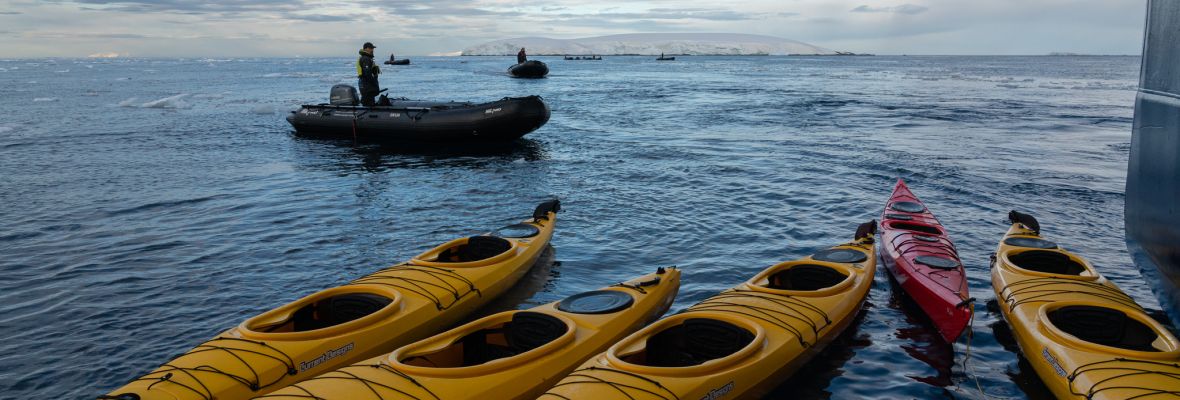 Preparing the kayaks for a morning of exploration