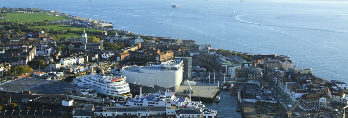 Aerial view of Portsmouth, England
