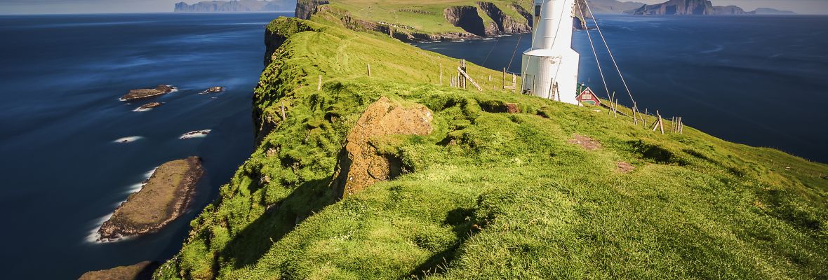 A lighthouse in the rugged Faroe Islands