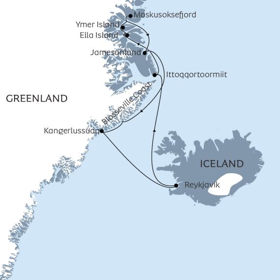 Map of voyage Northeast Greenland - into the national park