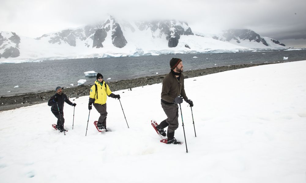 Snowshoeing on fresh Antarctic powder Snowshoeing on fresh Antarctic powder