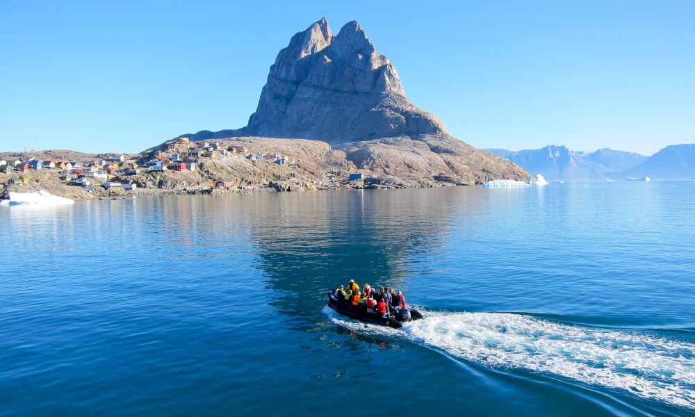 Uummannaq town and mountain Uummannaq town and mountain