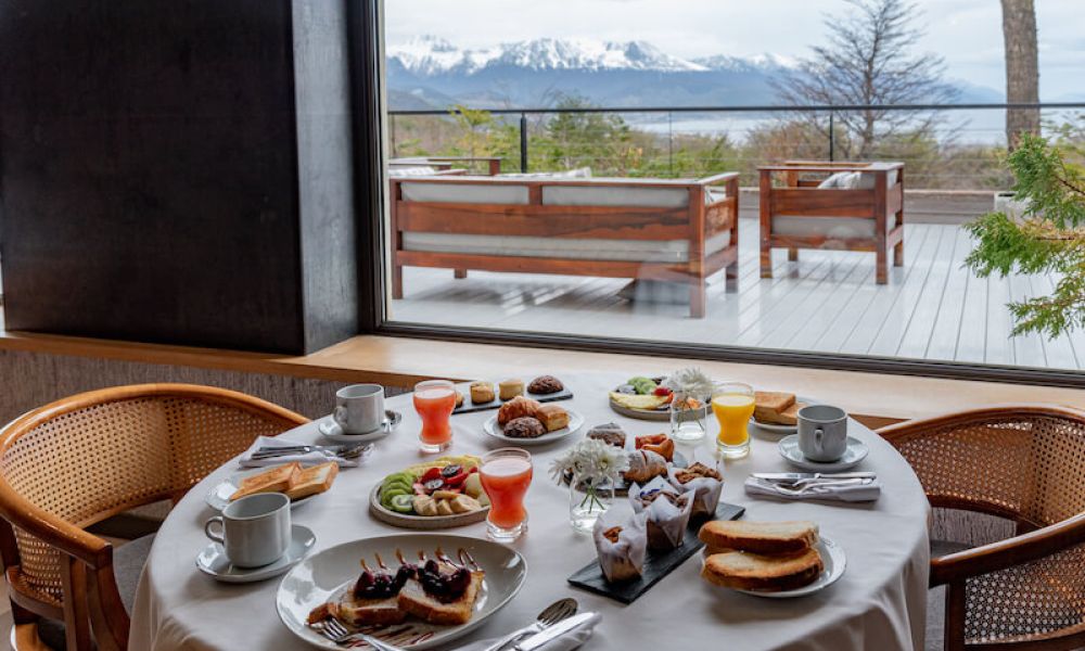 Start your day with a gourmet breakfast at Las Hayas Ushuaia Resort. Credits: Las Hayas Ushuaia Resort