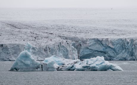 Glacier and Iceberg moving with the flow
