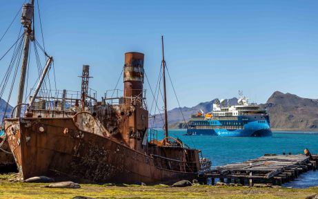 Rusting remains of whaling ships, Grytviken, South Georgia
