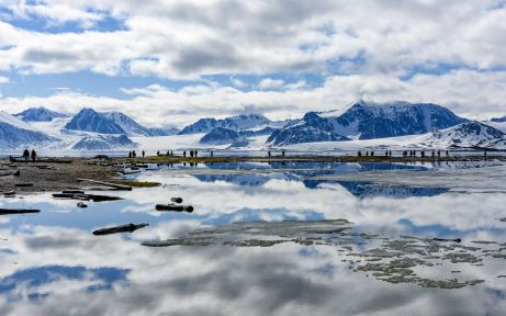 Hikers at Smeerenburg, Svalbard